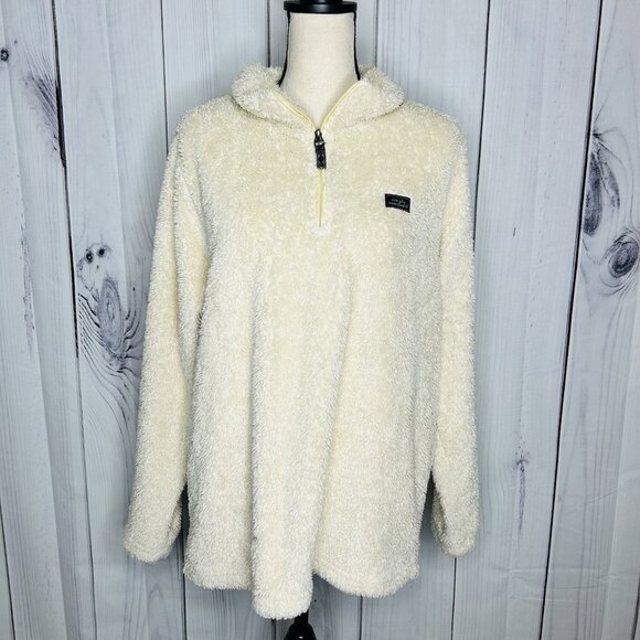 Simply Southern Ivory Sherpa Sz L Pullover 1/4 Zip Cozycore Soft Fleece Logo - Picture 1 of 11